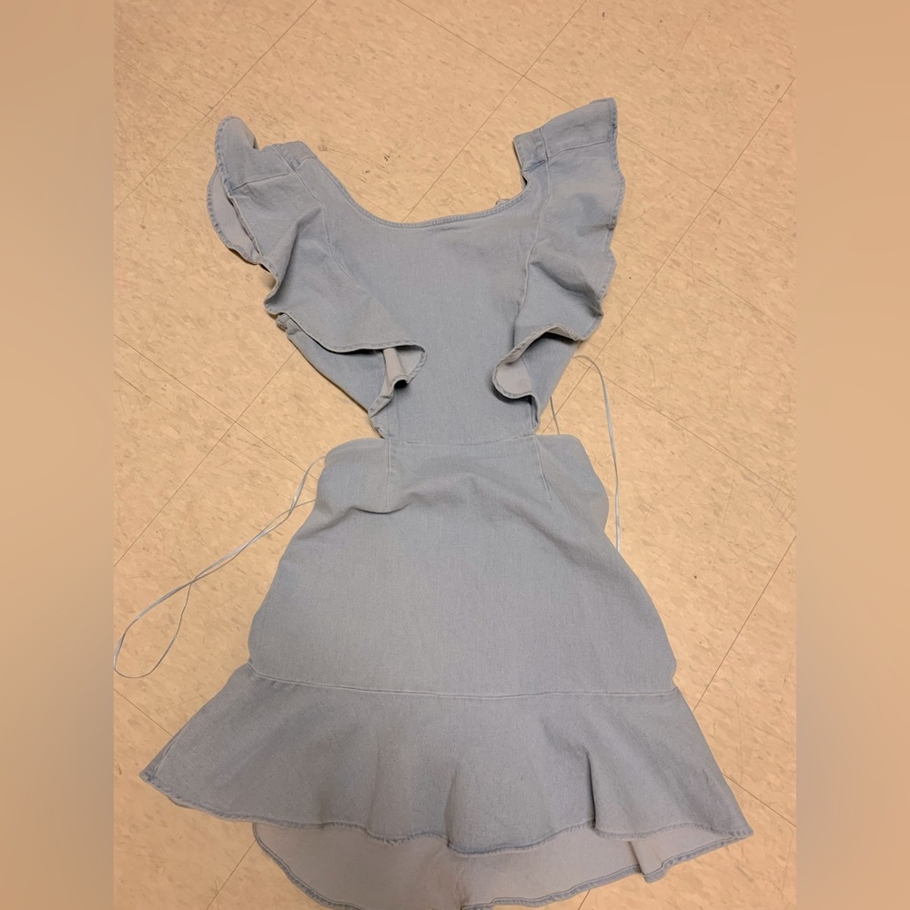 Jealous Tomato Denim Ruffle Dress with cutouts